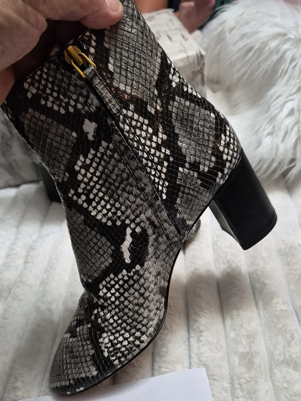 Tory Burch Brooke Snake Print Leather Booties Women's Sz 8 M $450